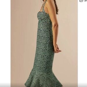NWT Hutch via Anthropologie Green & Navy Floral Bustier Dress
